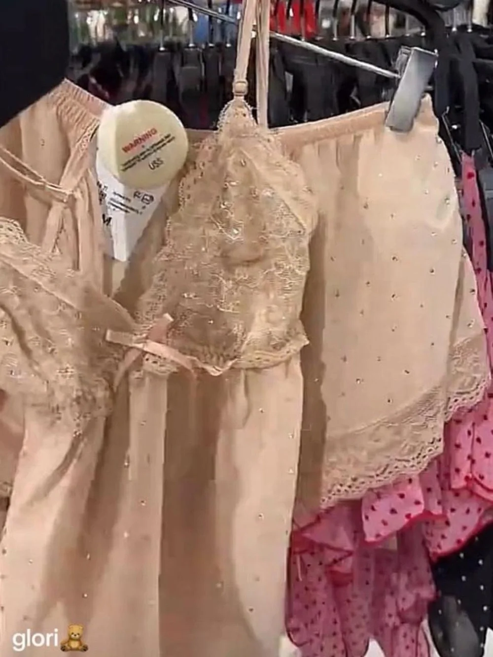 Forever 21 Rhinestone Nude Pajama Set (TikTok Viral)
